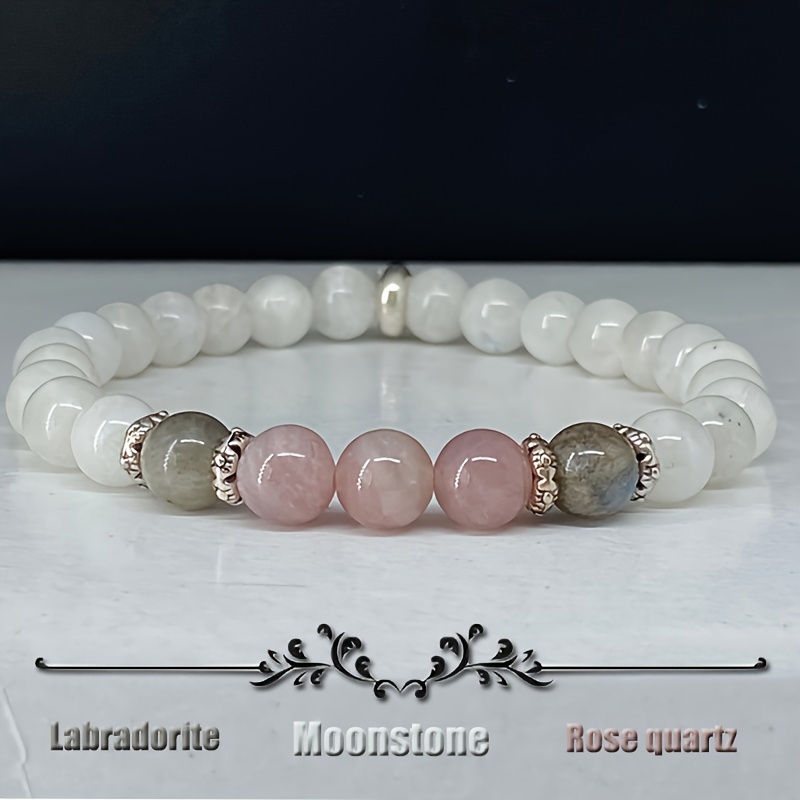Coordinates Bracelet - 1 peça/pedra da lua, labradorite e